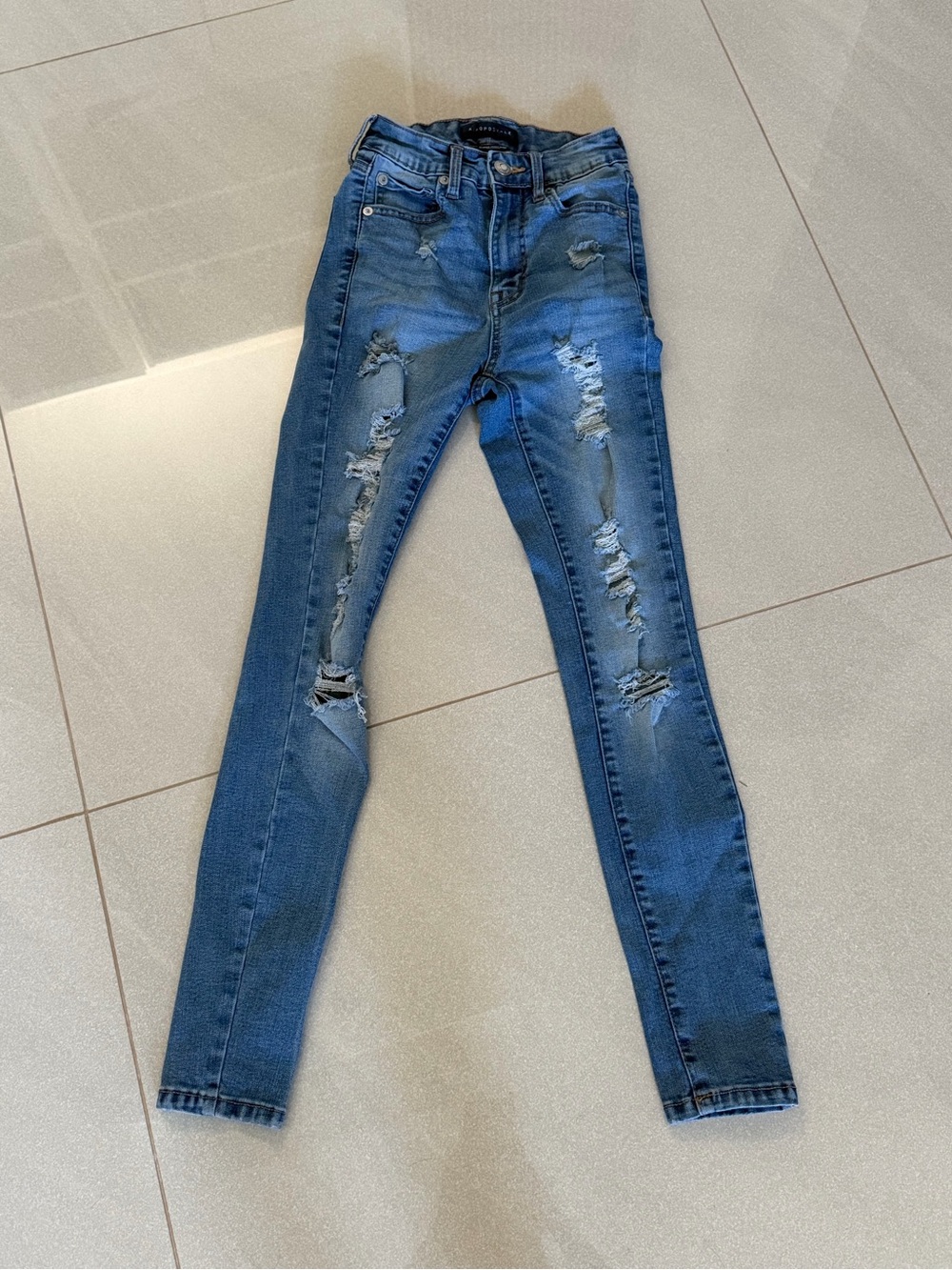 Aeropostale Super High Rise Distressed Jeggings Skinny Jeans